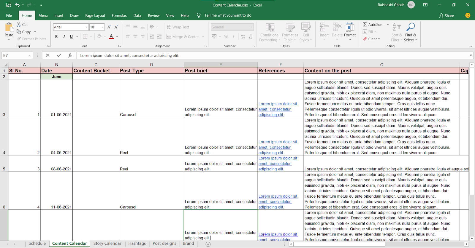 social media content plan calendar