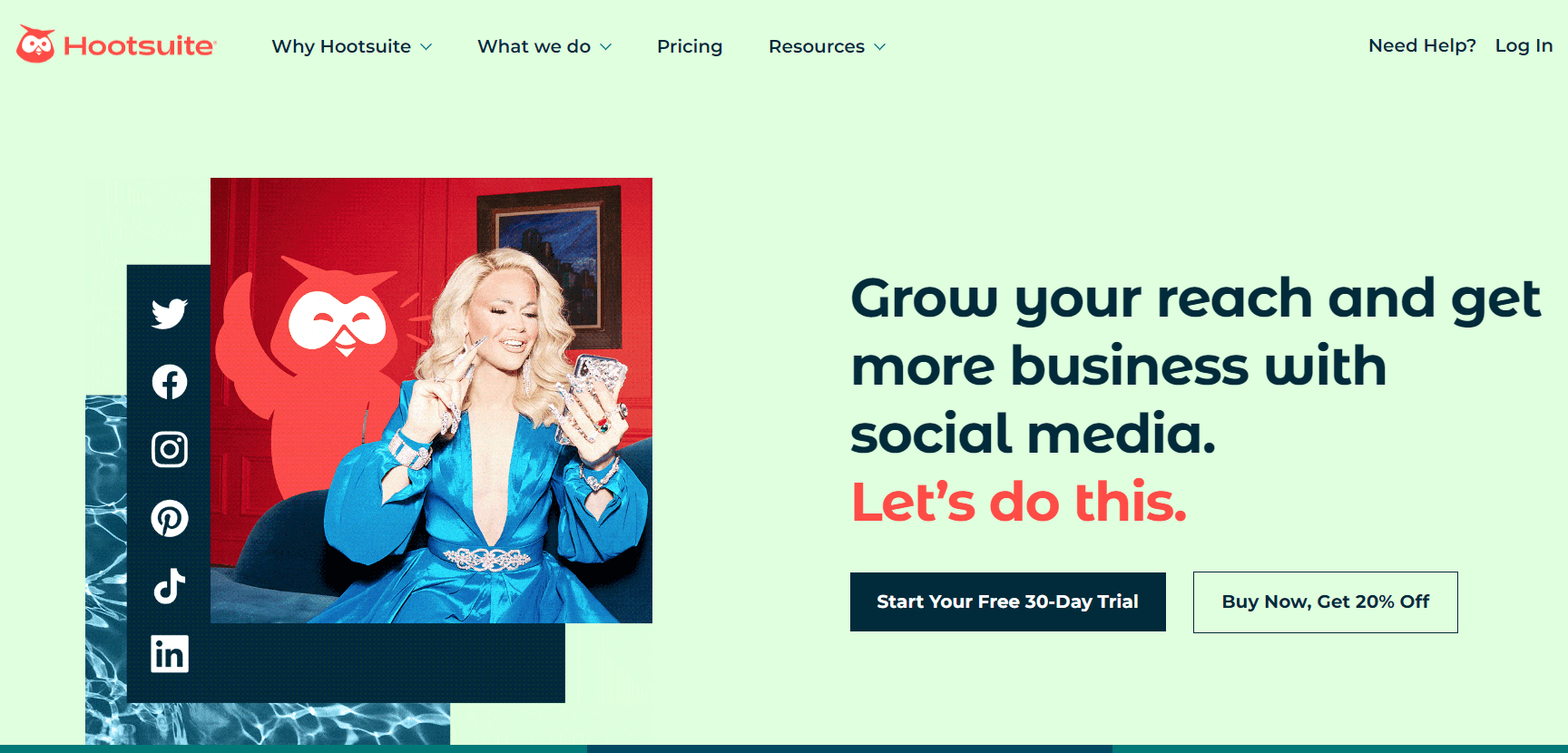 social media management tool Hootsuite homepage