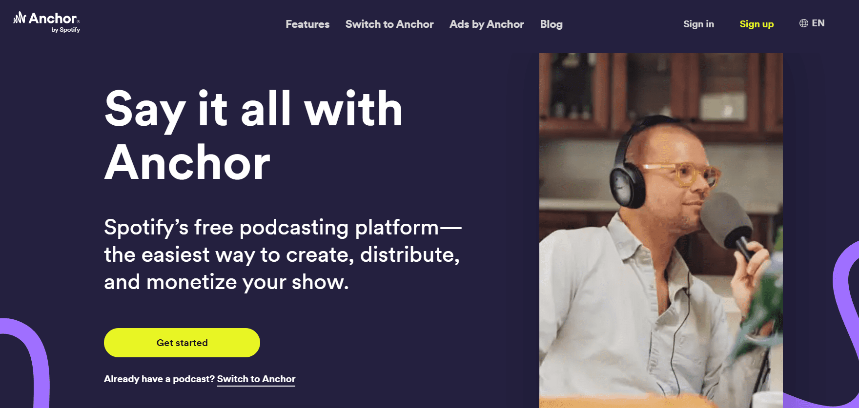 social media marketing tool Anchor homepage