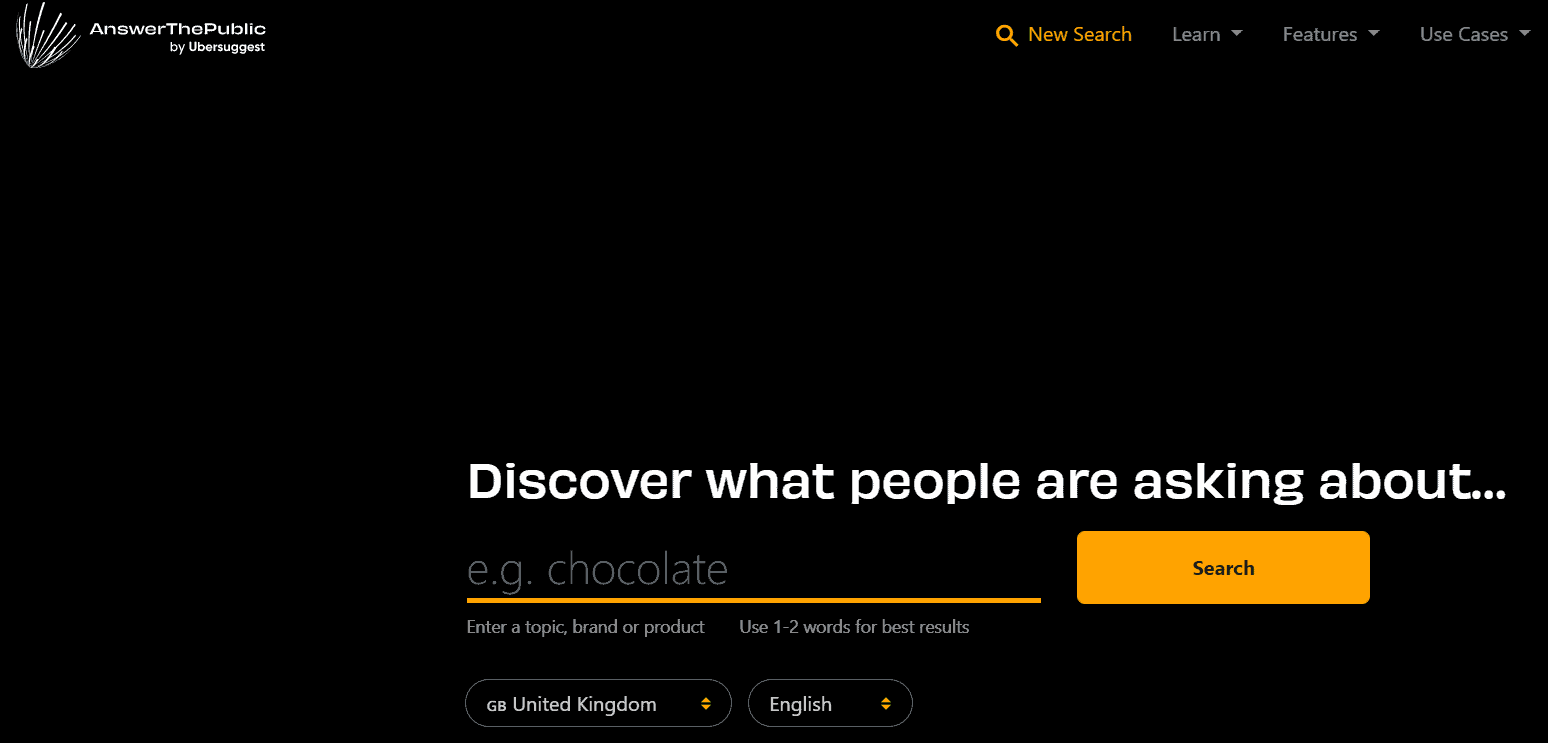 social media tool Answer the Public homepage