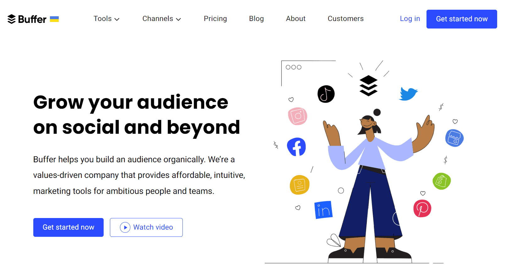 social media management tool Buffer homepage