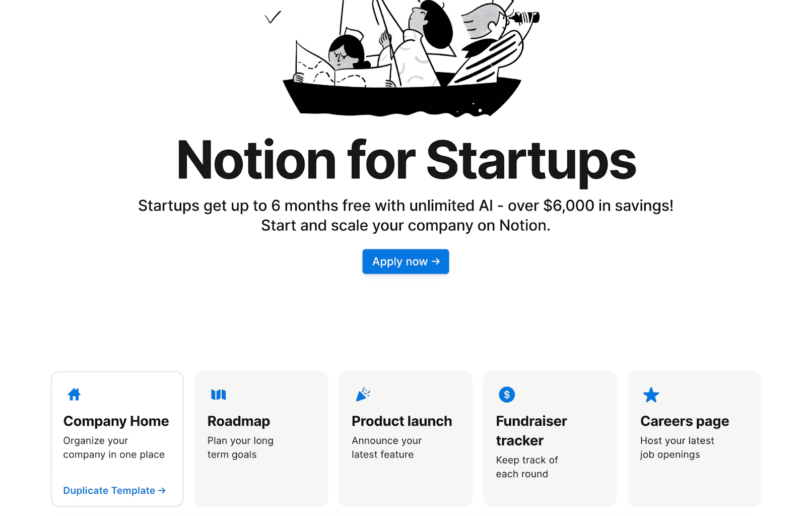 notion content marketing strategy - use case page for startups