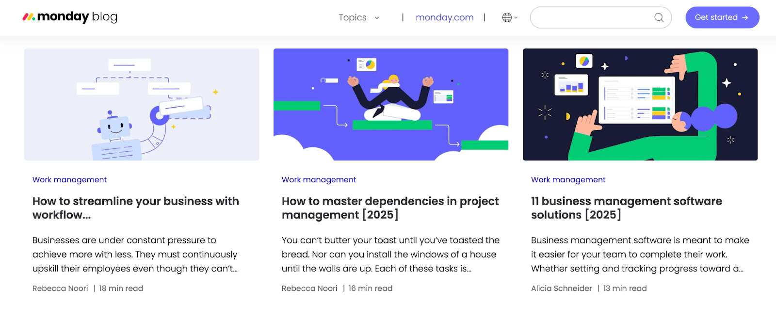 monday.com content marketing strategy - blogs