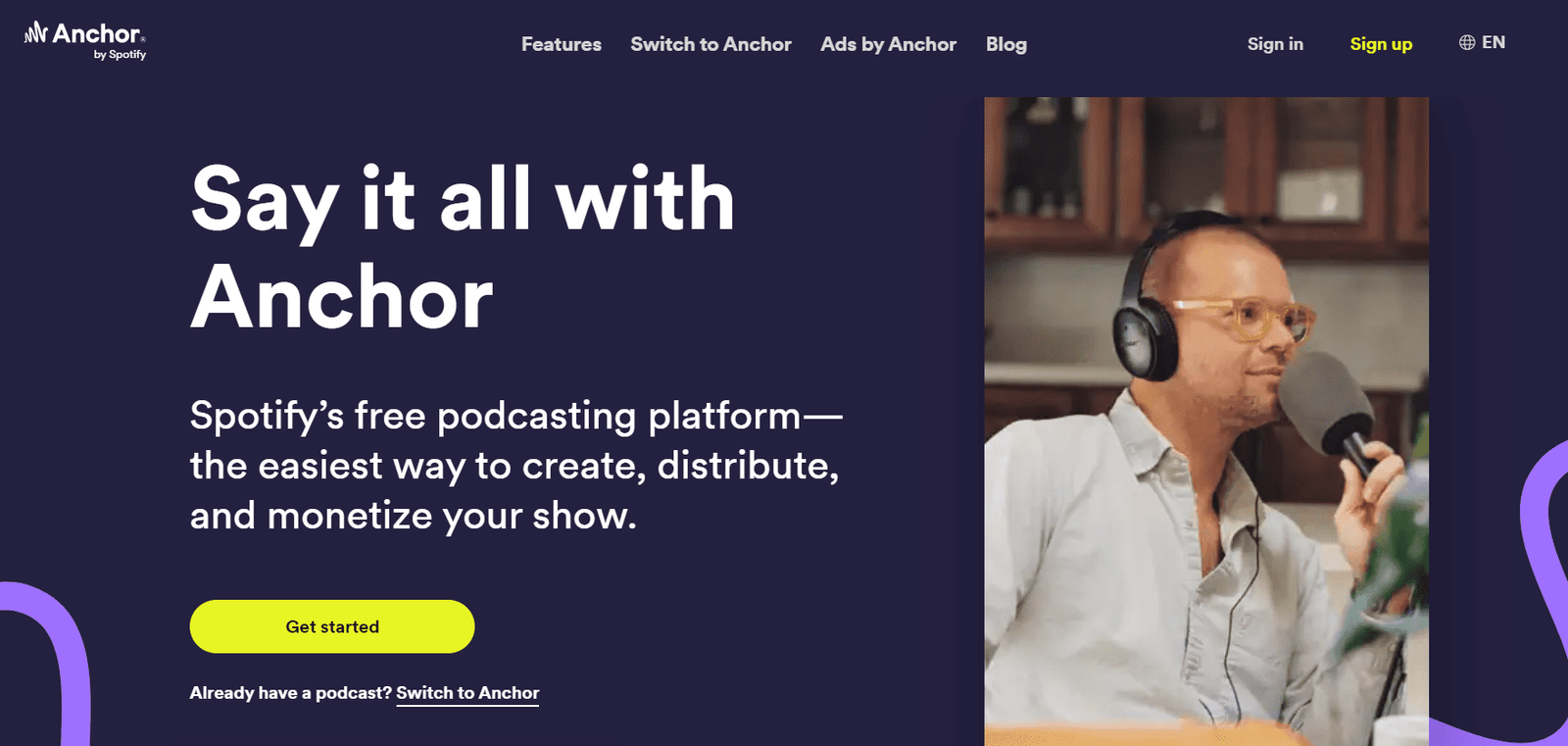social media marketing tool Anchor homepage